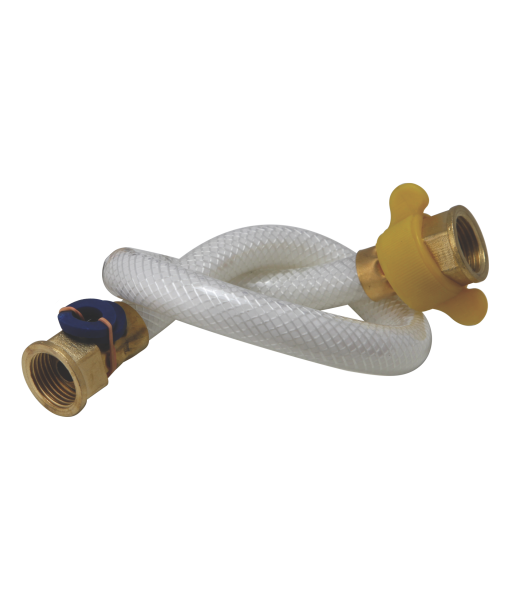 FLEXIBLE HOSE CONNECTION FUL BORE HOT DELUX WITH BRASS TAIL & END IVORY BREADED -1